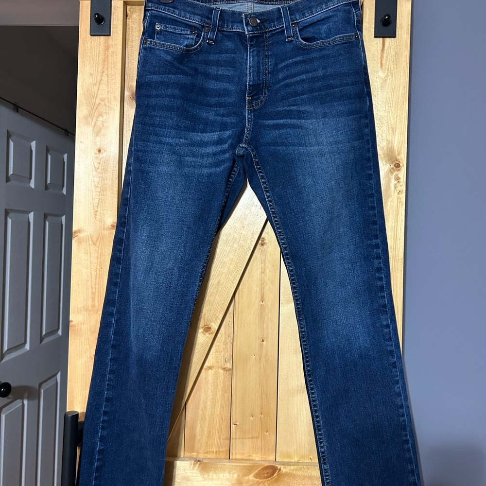 Hollister Men's Dark Blue Bootcut Jeans